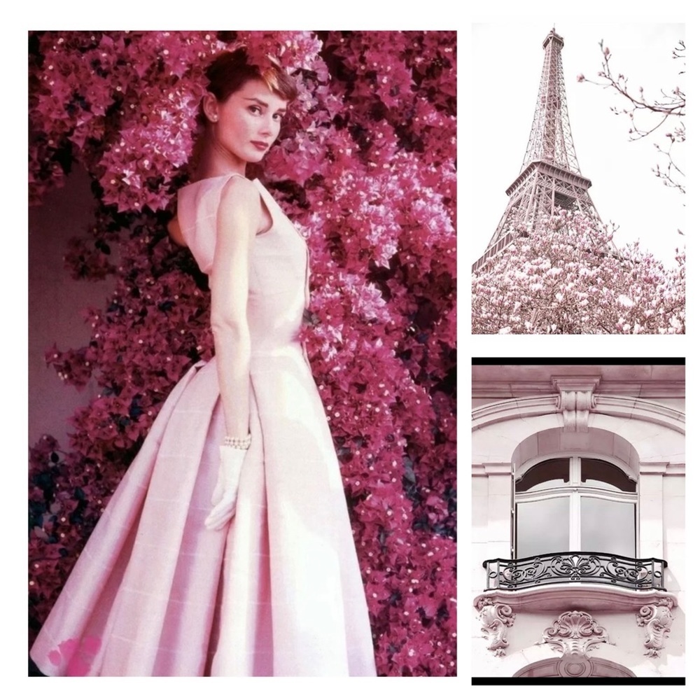 💝Set 3 Audrey Hepburn & Paris, France Prints~ Cherry blossoms PINK home decor